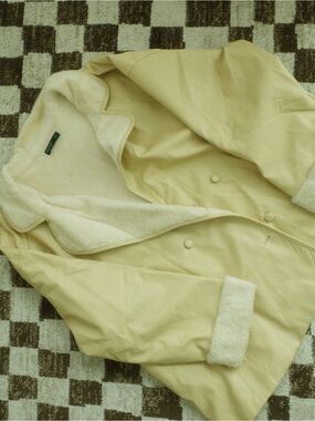 SHEIN Cream Sherpa-Lined Pea Coat